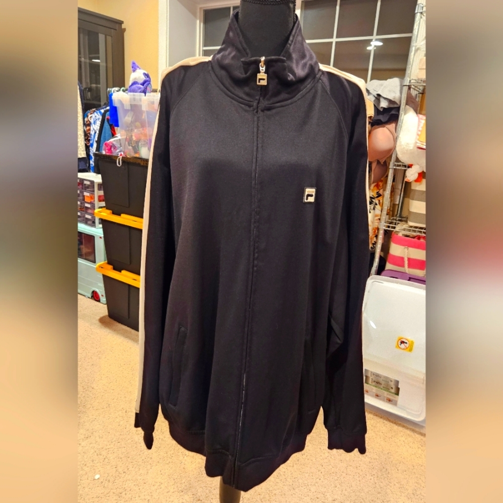 Fila Black and Cream Track Jacket Size XXL